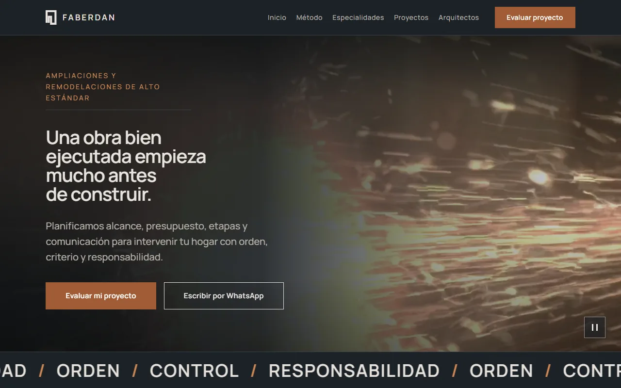 Sitio web de FABERDAN diseñado por ROCALDE